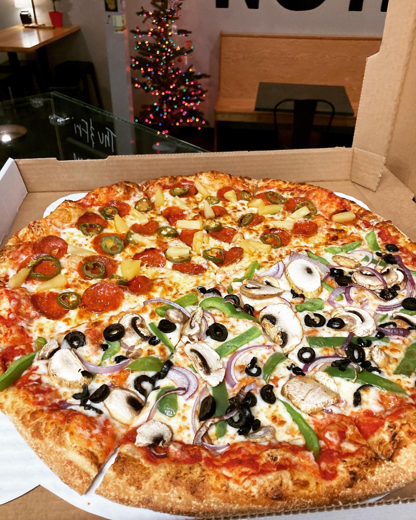 Half and Half Pizza.