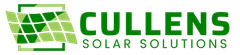 a green and white logo for cullens solar solutions