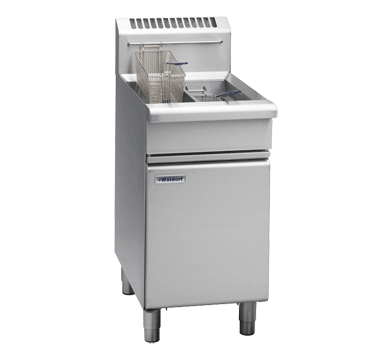 A Stainless Steel Fryer with Two Baskets on A White Background — Commercial Kitchens Direct in Unanderra, NSW
