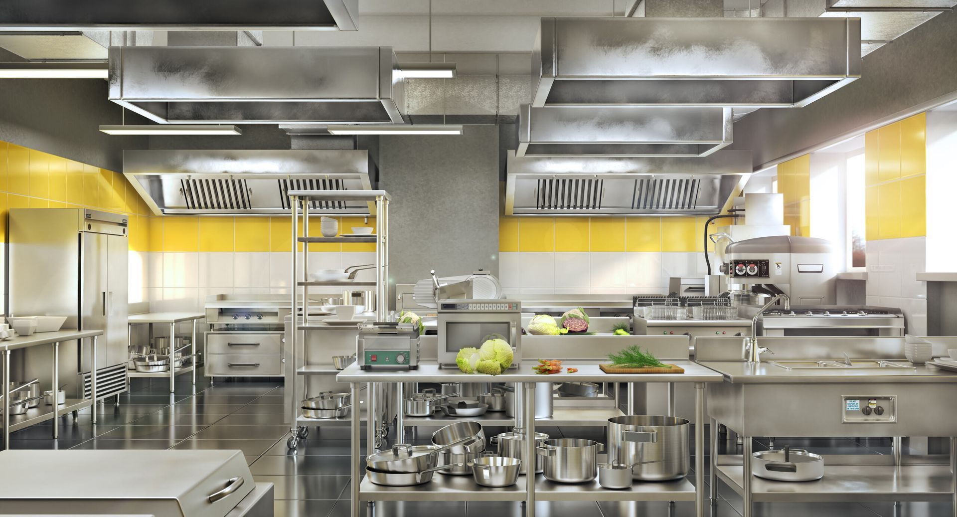 A Man is Standing on a Ladder in a Kitchen — Commercial Kitchens Direct in Southern Highlands, NSW