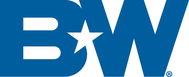 A blue bw logo with a white star in the middle