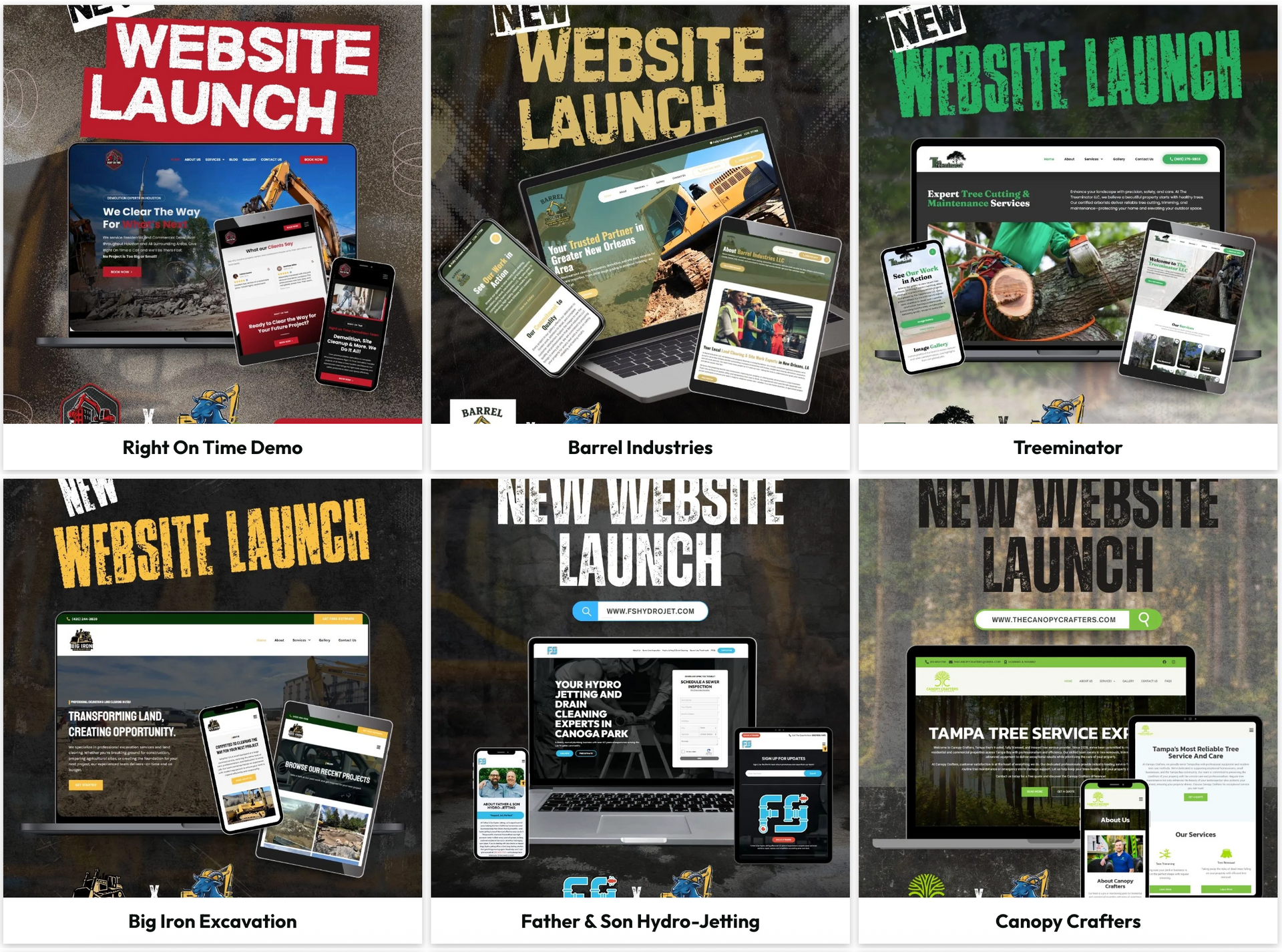 promotional graphics with website designs