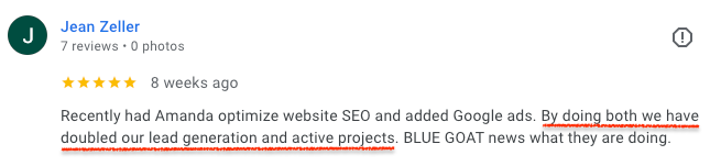 A blurred image of a person 's google review