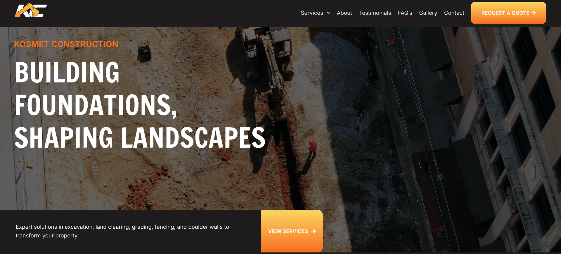Website homepage with text: 