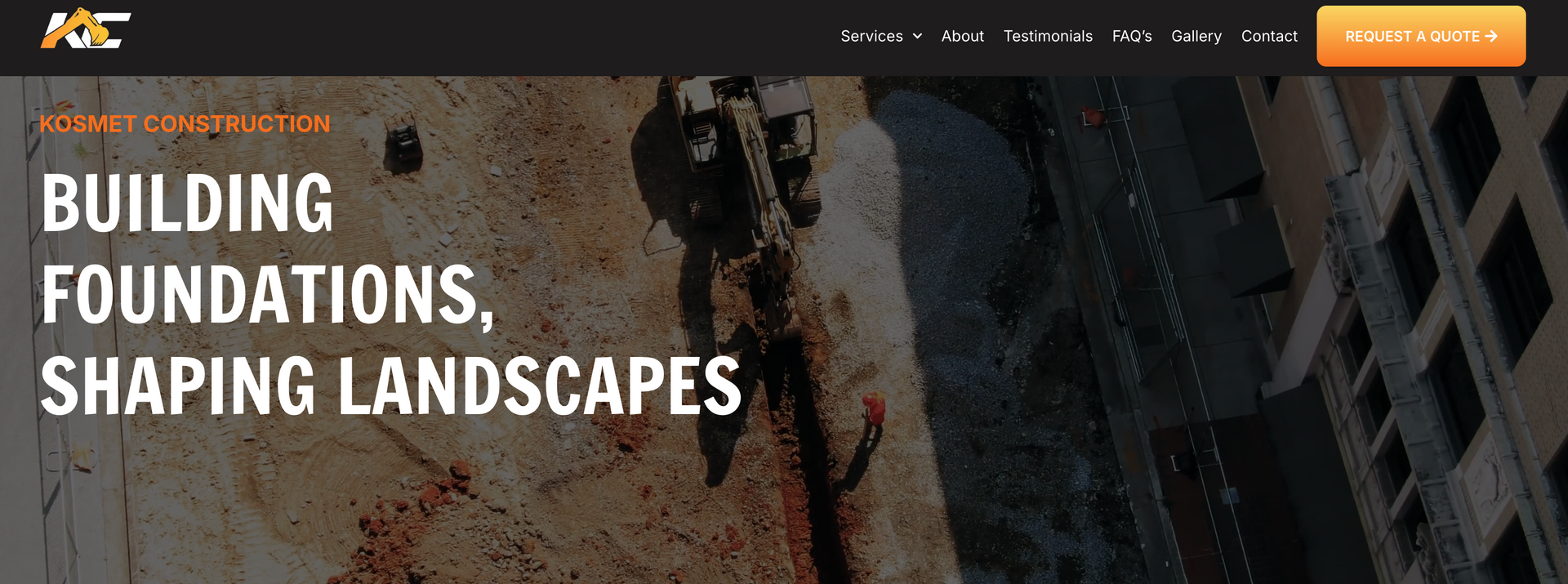 A screenshot of a website that says building foundations shaping landscapes