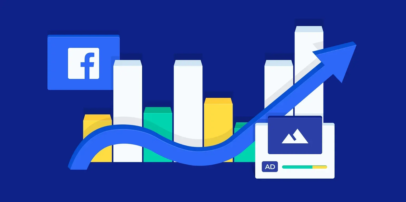 An illustration of a facebook graph with an arrow going up.