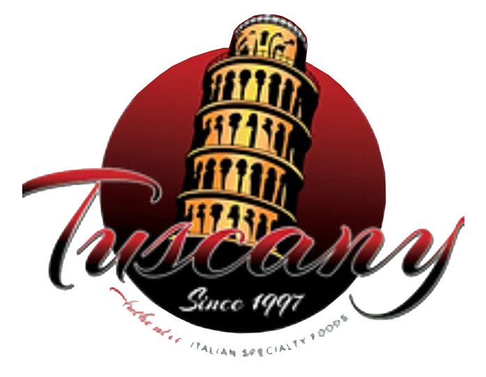 A logo for tuscany since 1997 with a tower in the center