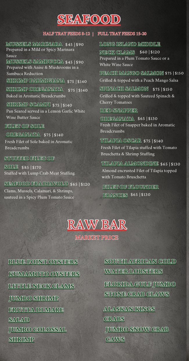 A menu for a restaurant with a lot of food on it.