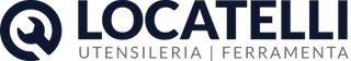 Logo di Locatelli con una chiave inglese stilizzata all'interno di un cerchio, accanto al nome dell'azienda e alla scritta "UTENSILERIA | FERRAMENTA".