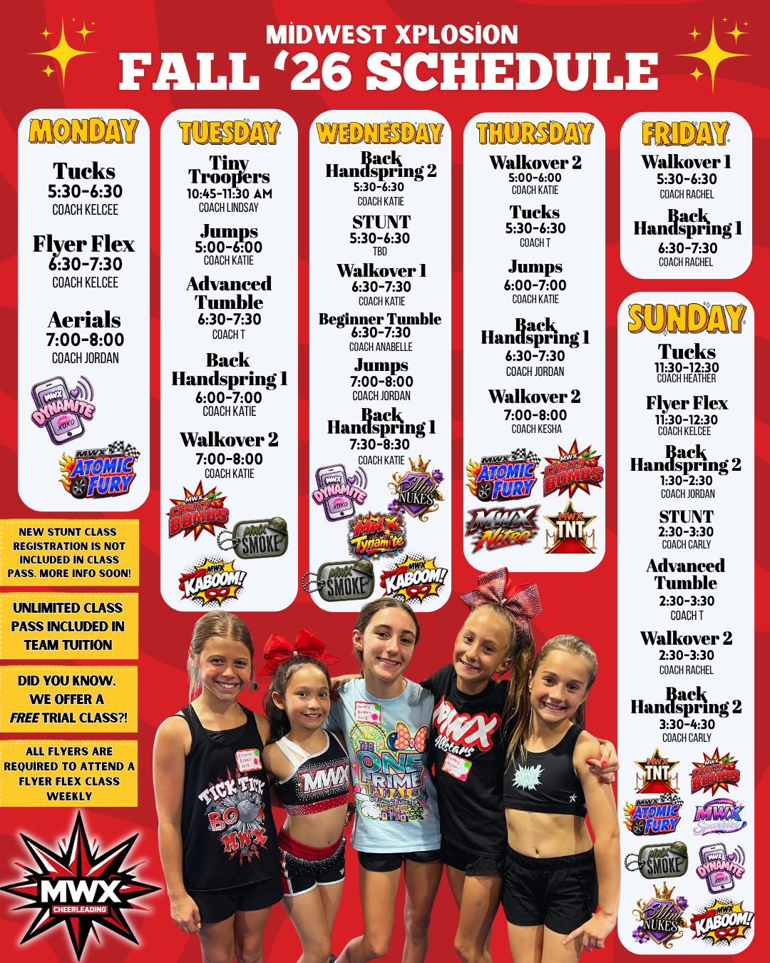 A poster for a winter class schedule for mwx