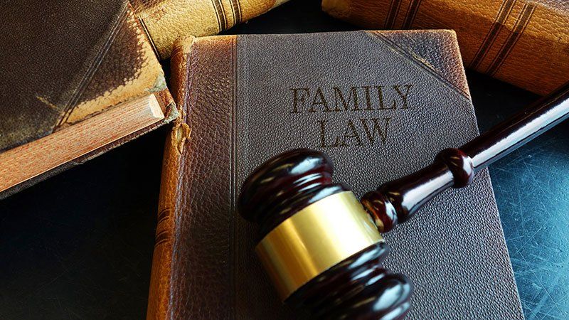 Gavel resting on a family law book