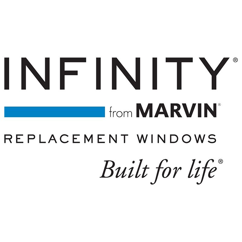 The logo for infinity from marvin replacement windows built for life.