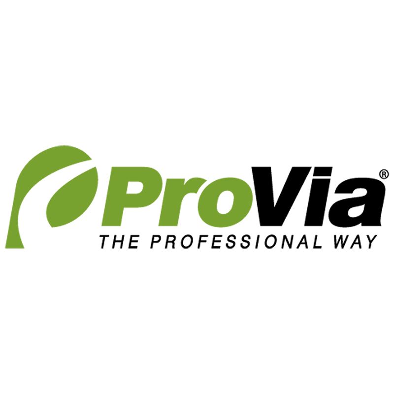 The provia logo is green and black and says the professional way.