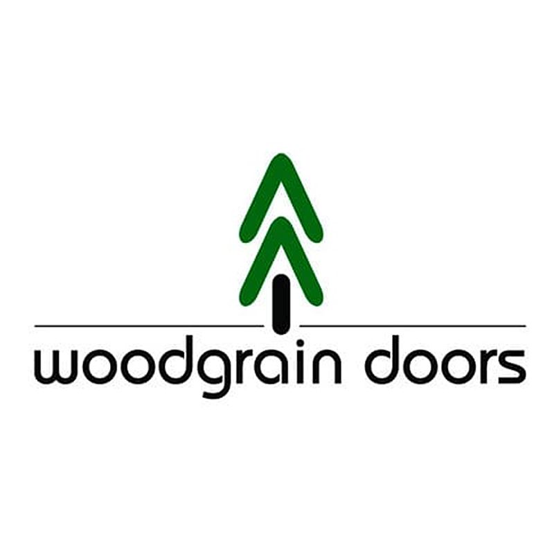 A logo for a company called woodgrain doors