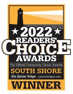 2022 Readers’ Choice Awards winner badge for South Shore, featuring a lighthouse and gold-black design