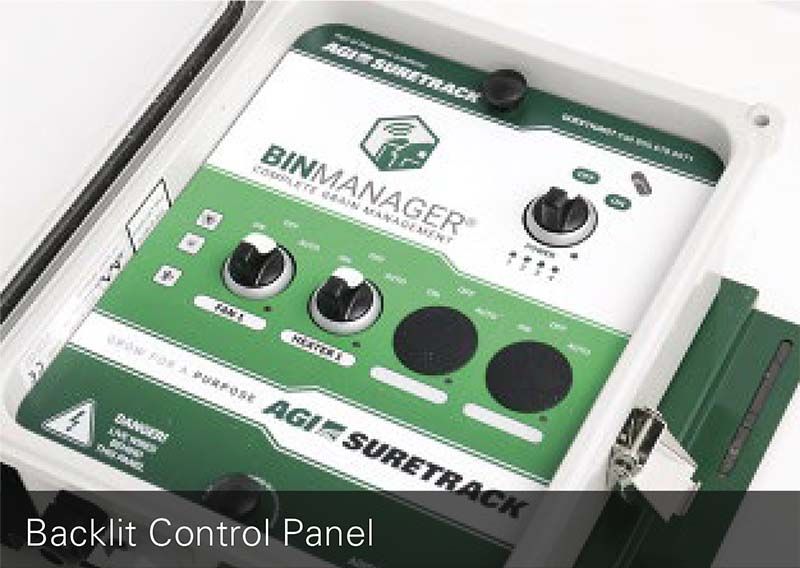Bin Manager Backlit Control Panel from Ag Hub Grain Storage Solutions