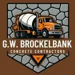 G.W. Brockelbank Concrete Contractors logo with a cement mixer truck on a stone background