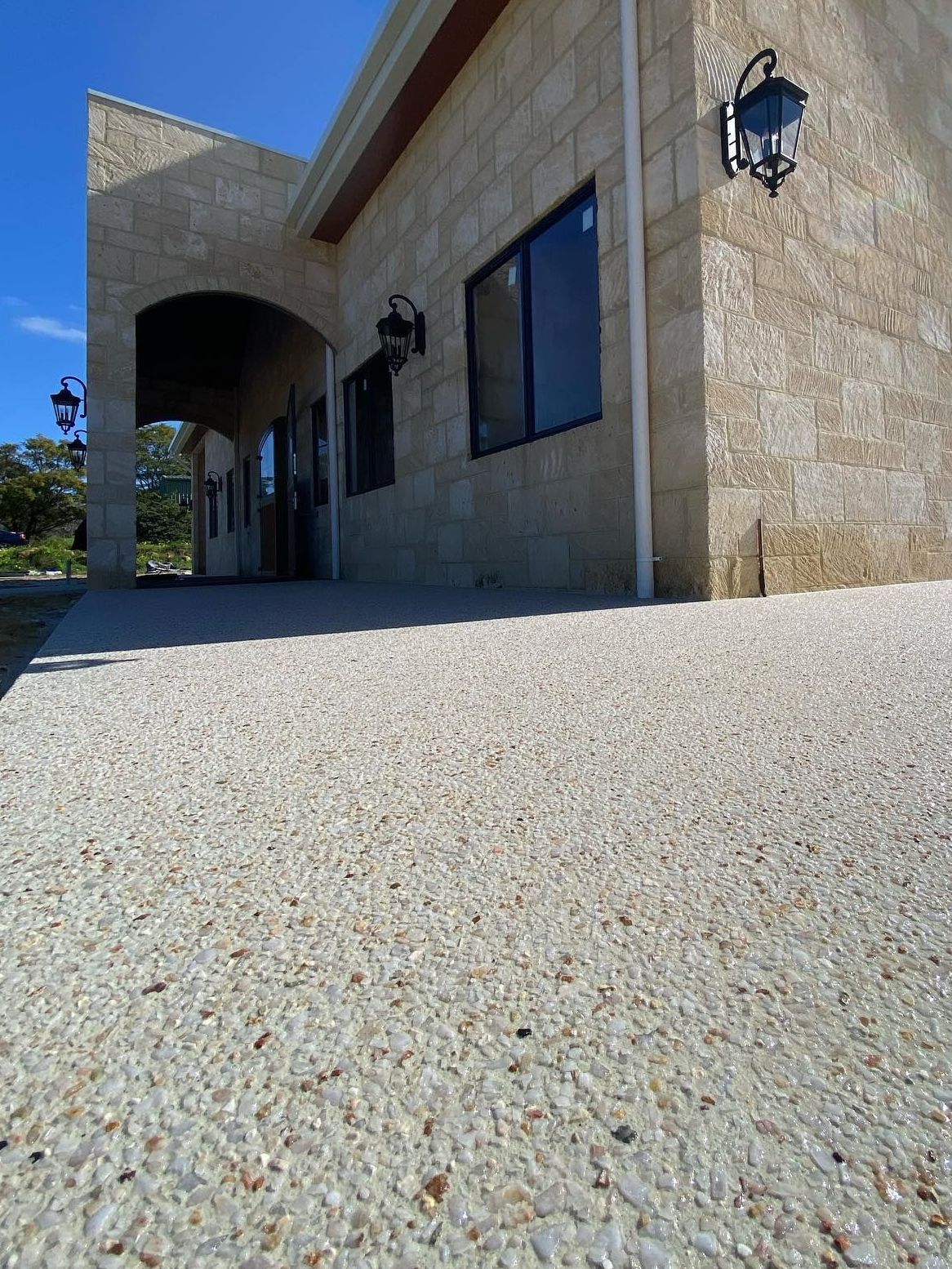exposed aggregate around horse stables on Perth property