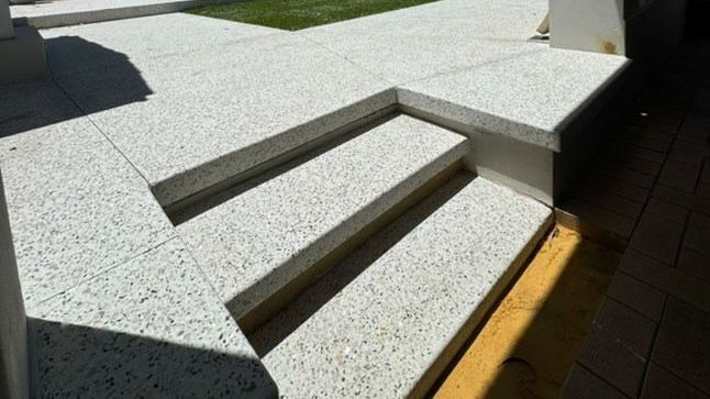 Exposed concrete stairs in Perth Backyard. 
