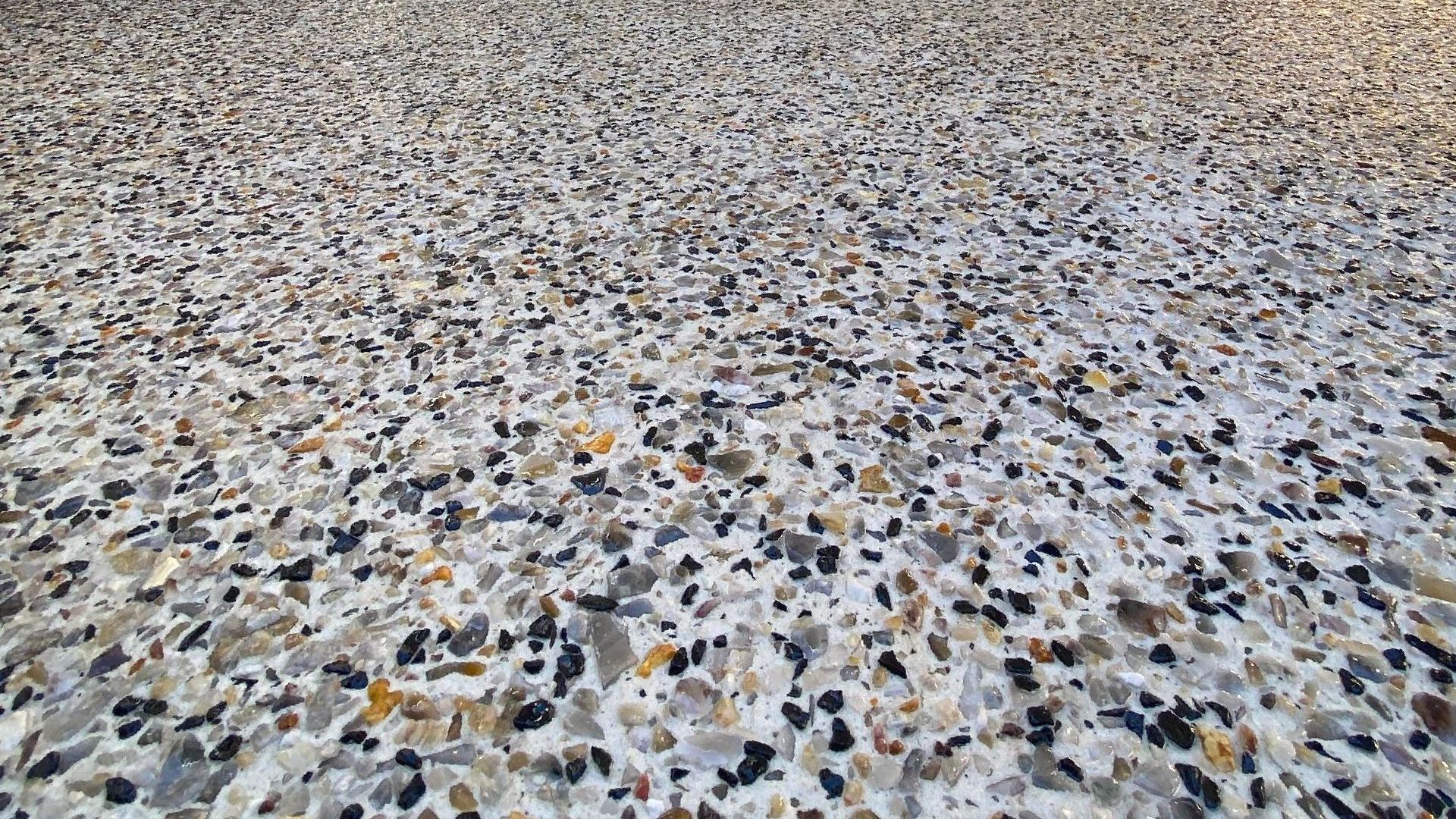 Close-up of Exposed Aggregate Alfresco Area in Perth Home