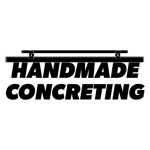 Logo: "HANDMADE CONCRETING" in bold, black text under a stylized, dark grey concrete beam structure.