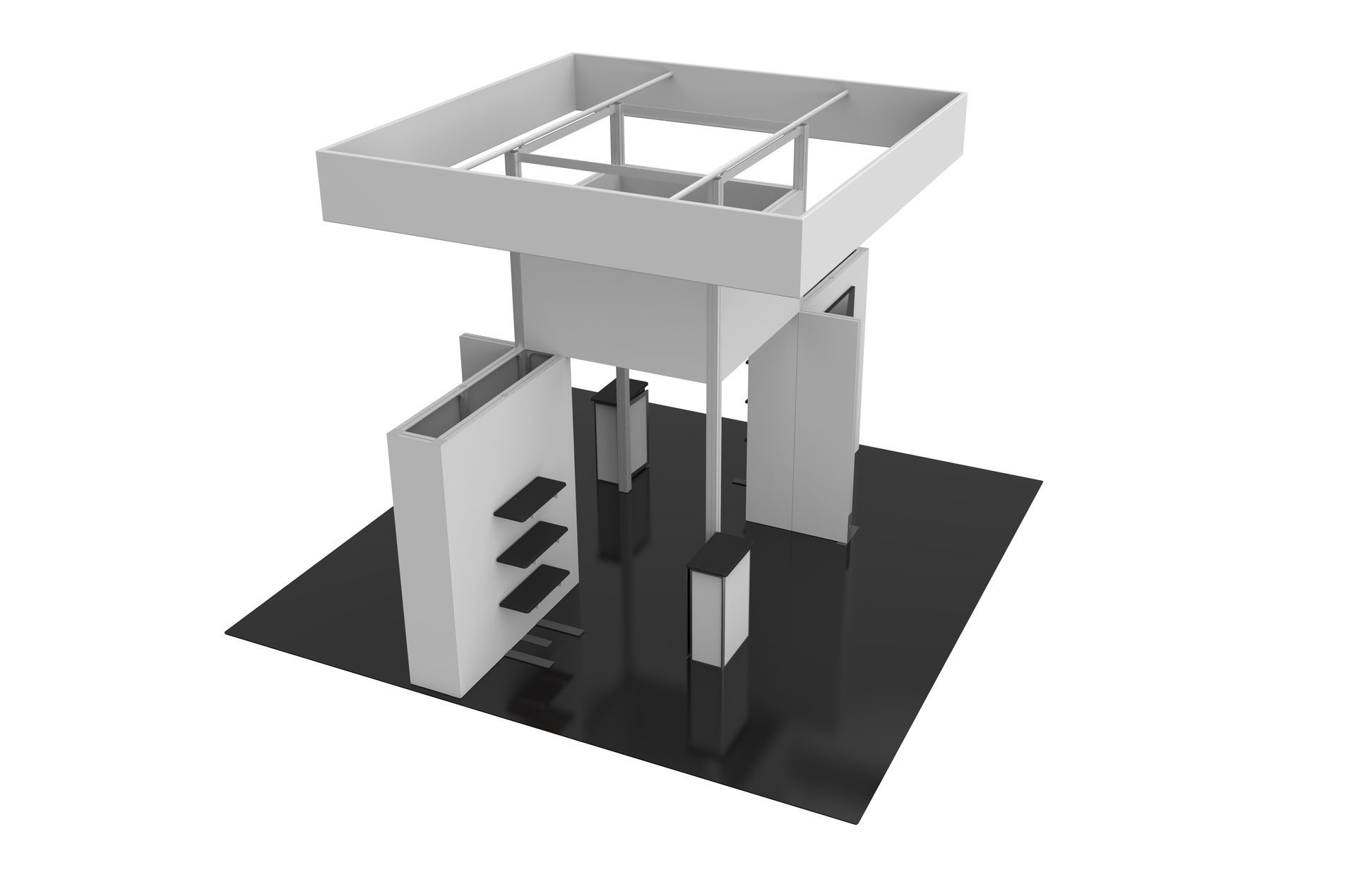 Rent or Purchase Steer Kit for Trade Show 20x20 A 3d model of a trade show booth.