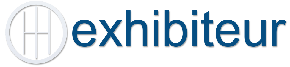 The word exhibiteur is written in blue on a white background