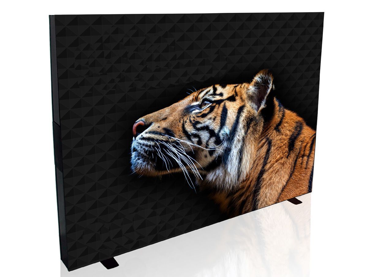 A 10x10 trade show wall with light box.