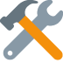 Hammer and wrench crossed, representing tools or repair.