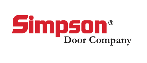 Simpson Door Company logo in red with a white background.