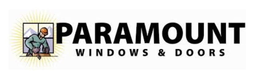 Logo for Paramount Windows & Doors, featuring a worker in a window with a radiating sun.