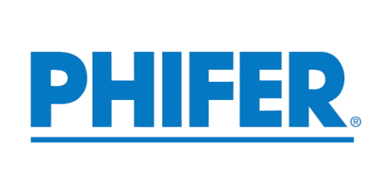 PHIFER logo in blue text with a line underneath, on a white background.
