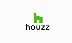 Houzz logo: Green house icon with black wordmark