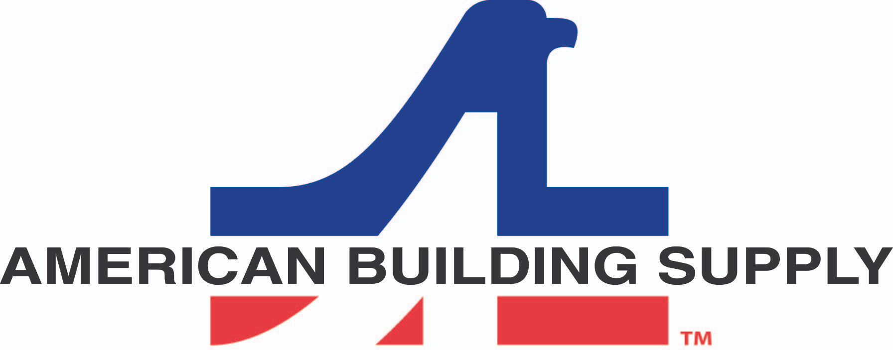 American Building Supply logo: Blue A-shaped graphic, red and white bars below, text