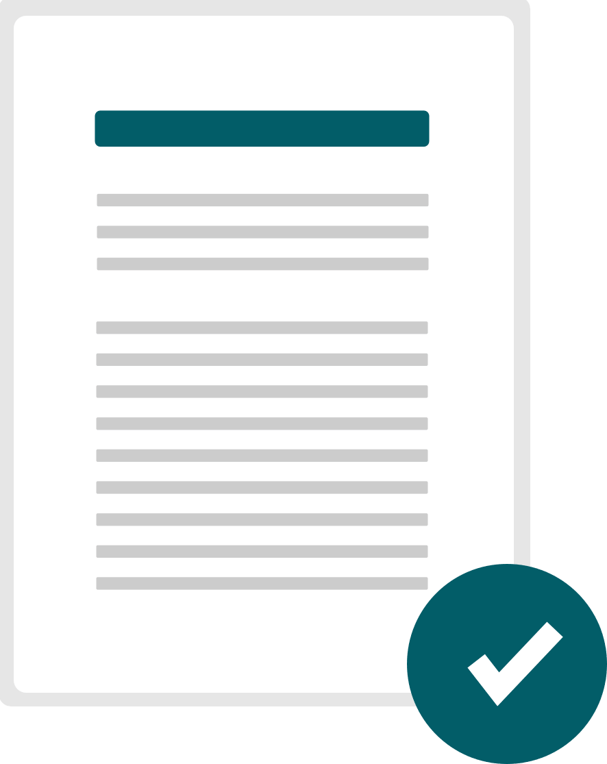 A sheet of paper with a check mark next to it.