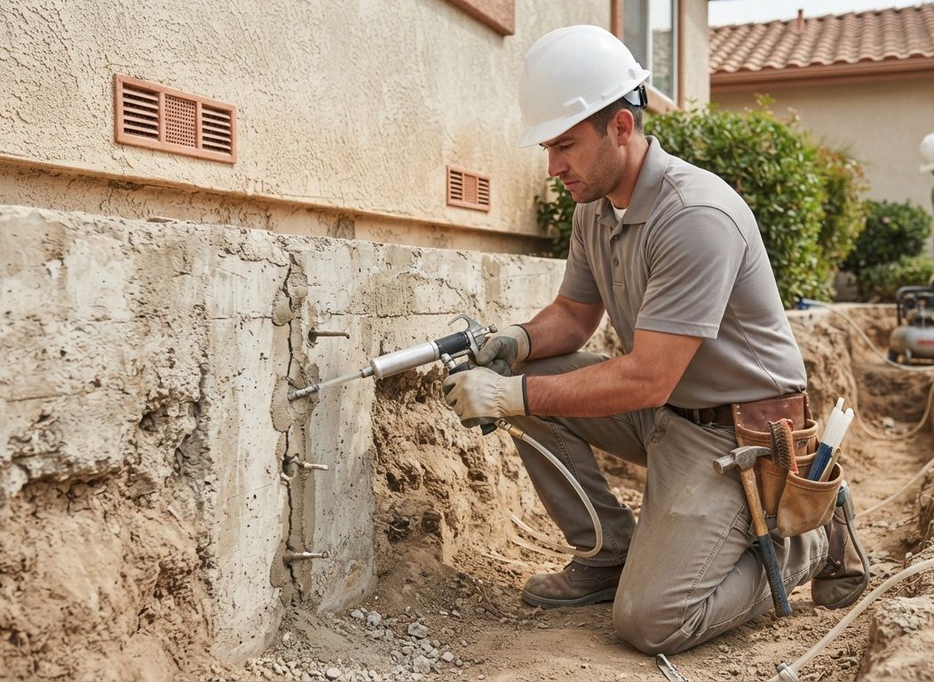 Foundation crack repair completed at a residential property