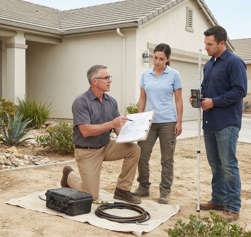 Foundation repair team standing at a project site in Tulare, CA
