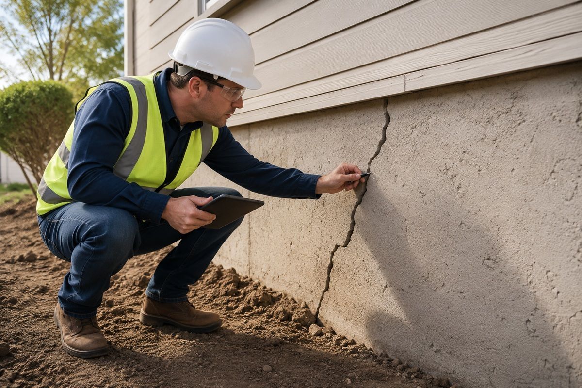 Foundation wall cracks indicating possible settlement issues in Tulare, CA