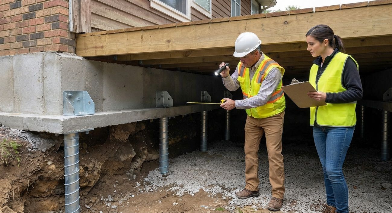 Recently completed foundation repair project with final inspection in Tulare, CA
