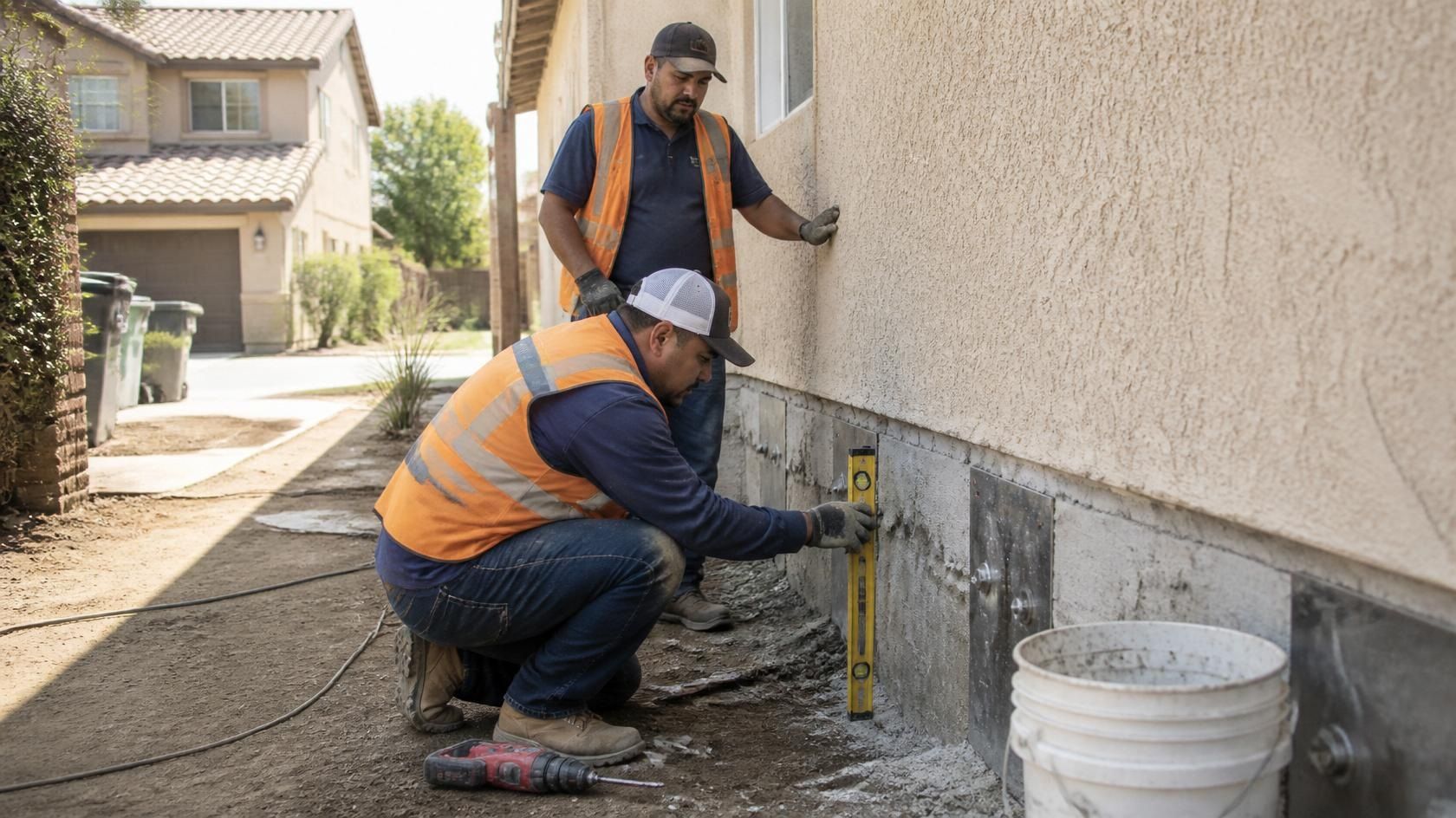 Recently completed foundation stabilization project in Tulare, California