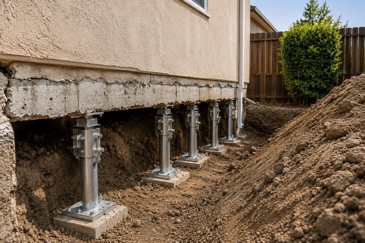 Settlement correction project using foundation underpinning methods