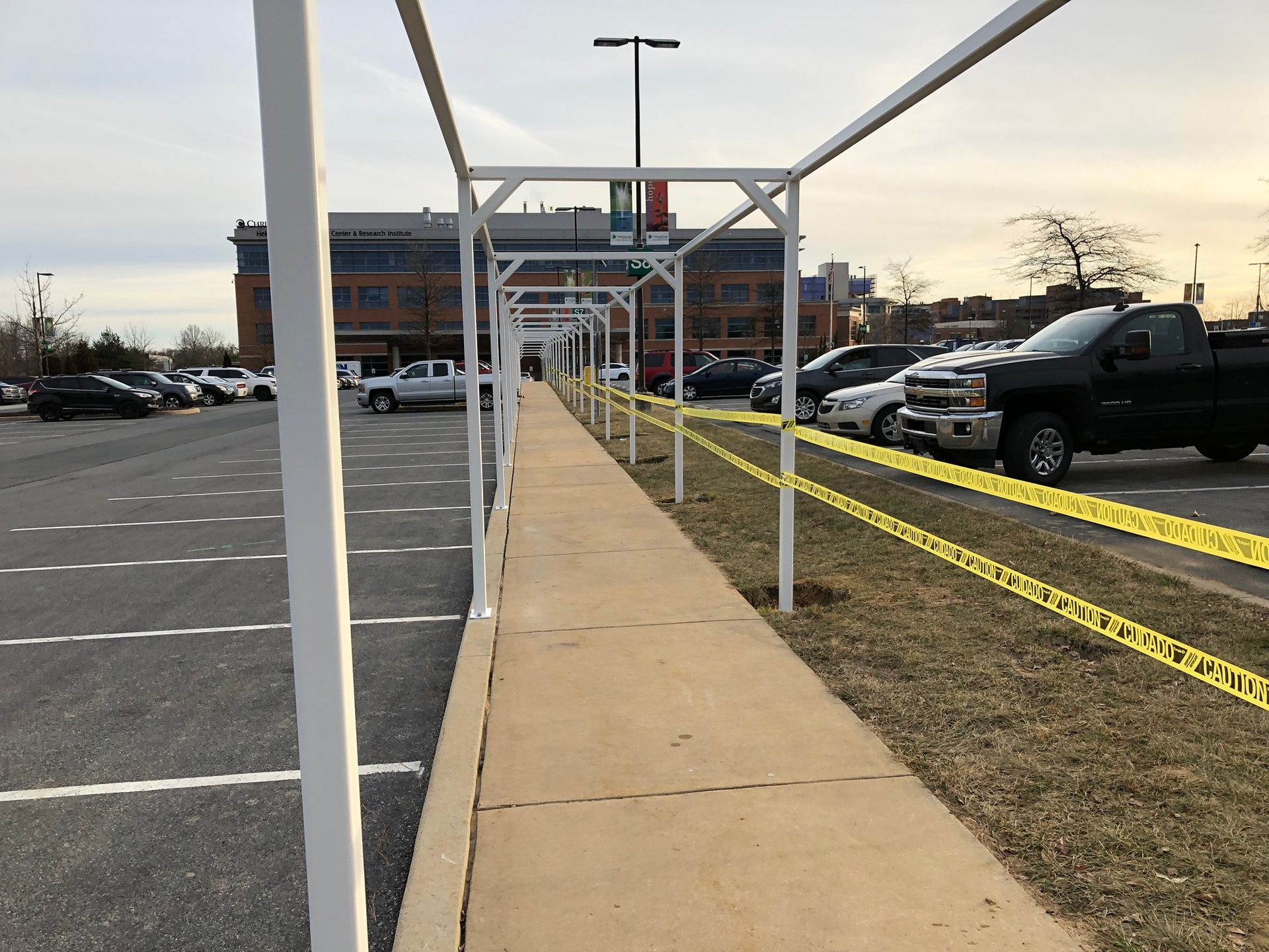 320 ft. awning at a parking lot sidewalk