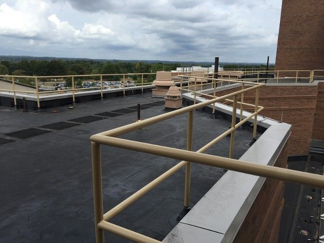 metal railing at a building rooftop
