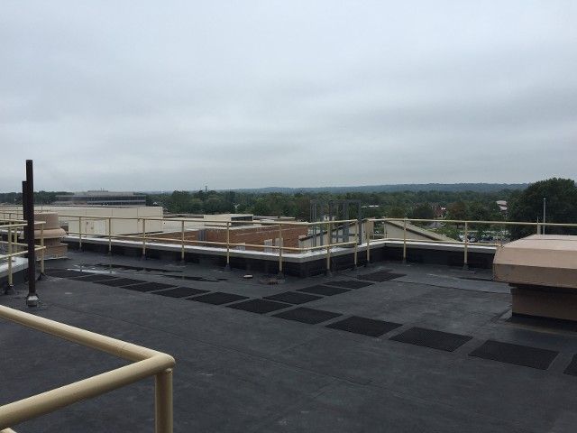 metal railing at a building rooftop