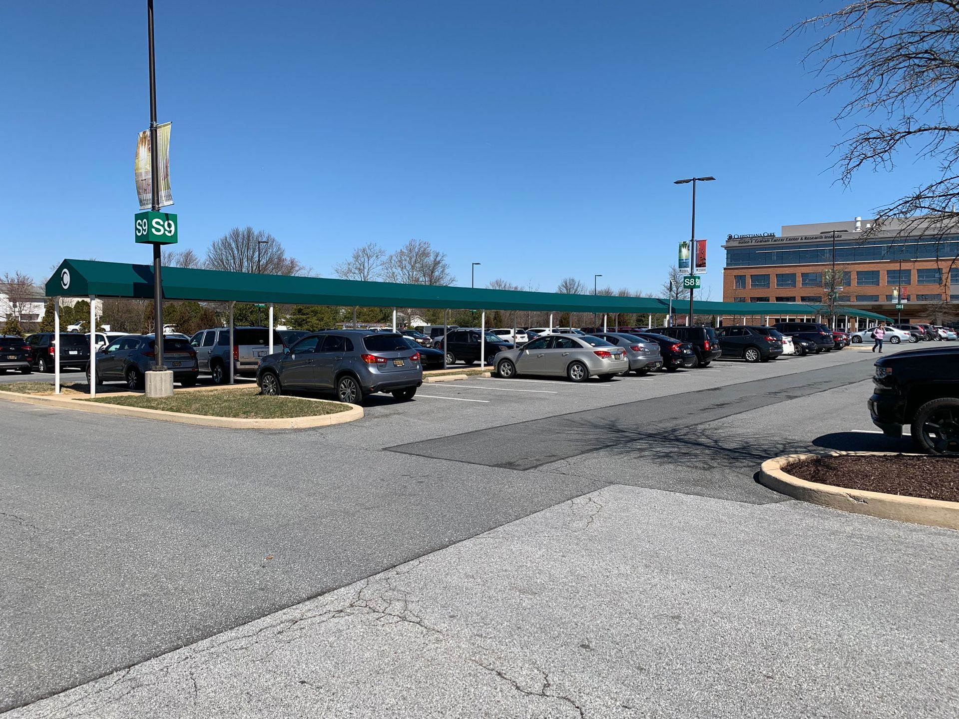 320 ft. awning at a parking lot sidewalk