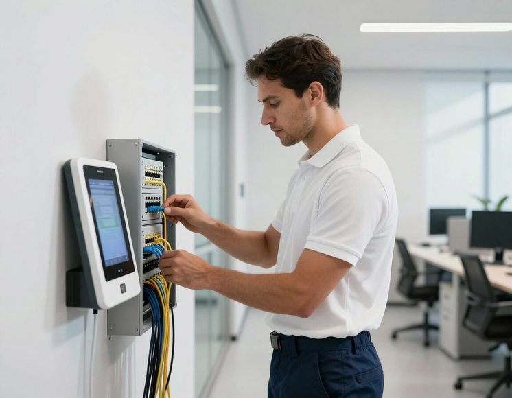 Tecnico Cabril Service durante un intervento di configurazione