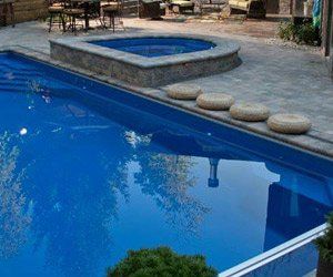swimming pool with hot tub