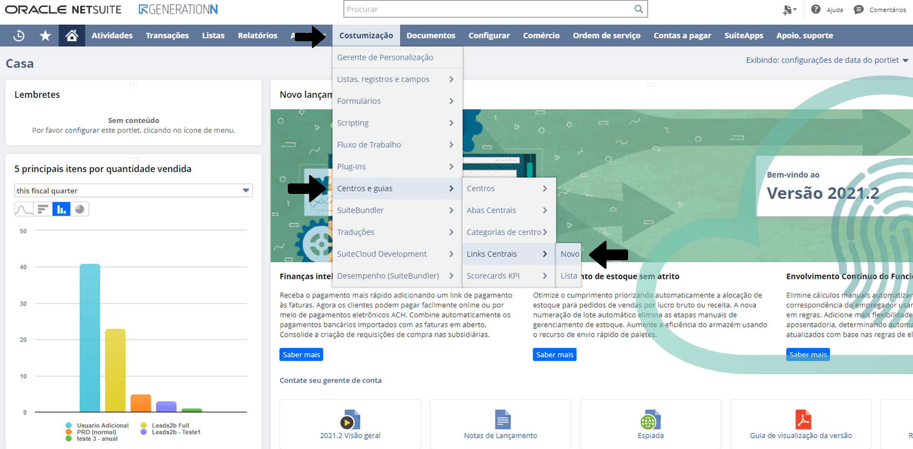 Aprenda Criar Guias e Menus Suspensos no NetSuite