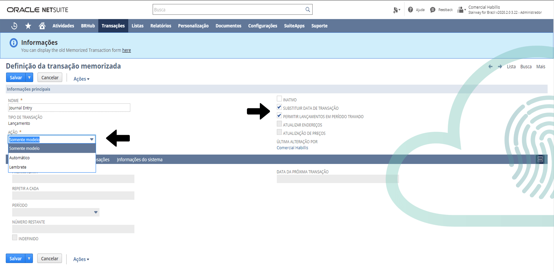 Transações memorizadas NetSuite_Mundo NetSuite Habillis