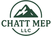 Green circular logo with a mountain and lightning bolt inside, text "CHATT MEP LLC".